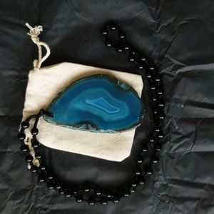 Blue Agate Slice Necklace
